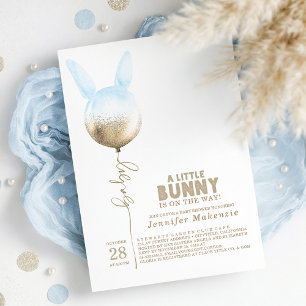 Invitation Un Boulon Bleu Bunny Élégant Baby shower Printemps