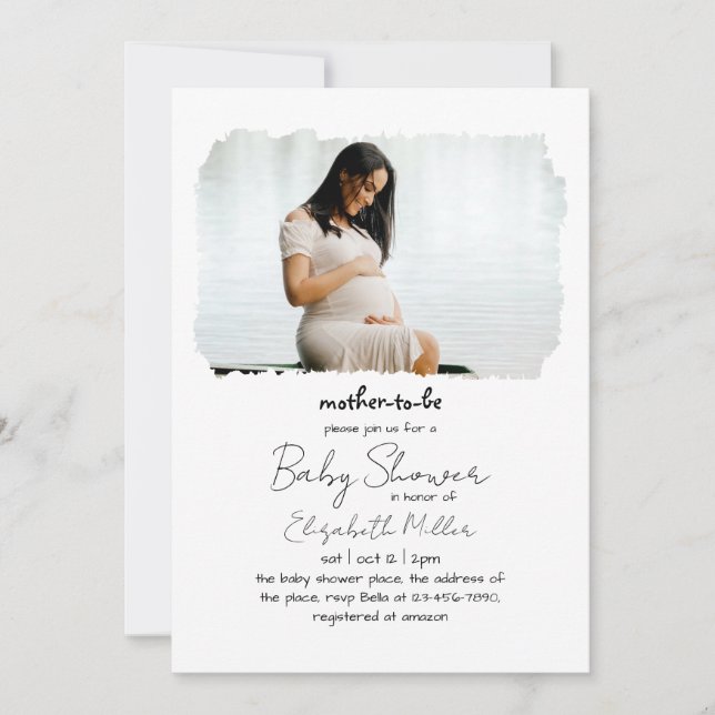 Invitation Un cadre photo superposé Baby shower neutre entre  (Devant)