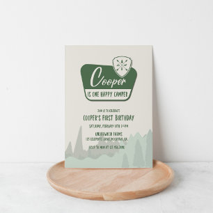 Invitation Un campeur heureux, un premier anniversaire, Woodl