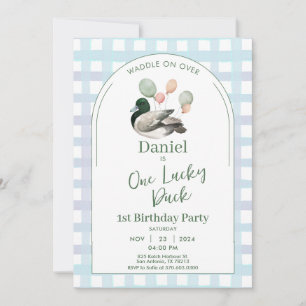 Invitation Un canard chanceux 1er appel d'anniversaire