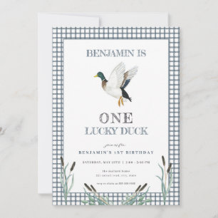 Invitation Un canard chanceux 1er appel d'anniversaire