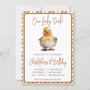 Invitation Un Canard chanceux, premier anniversaire pour enfa