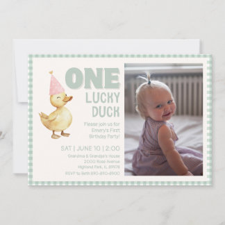 Invitation Un canard chanceux première fête d'anniversaire In