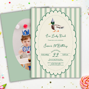 Invitation Un chanceux Canard Mallard Green Preppy Photo