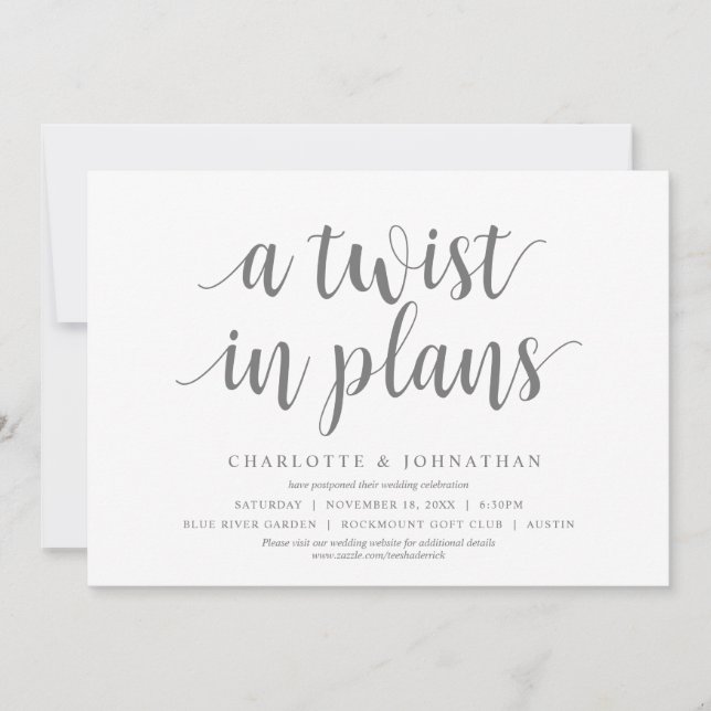 Invitation Un changement de plans, Mariage Changer la date (Devant)