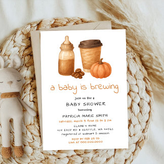 Invitation Un Citrouille de café automne baby shower de brass