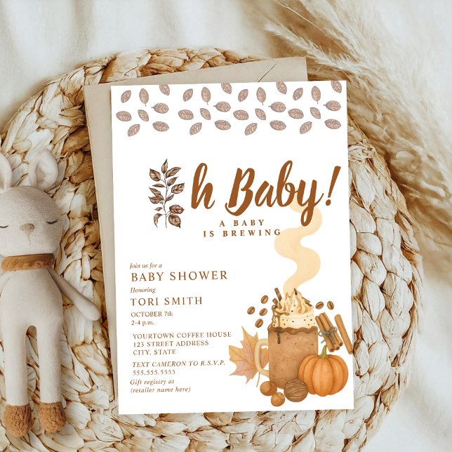 Invitation Un Citrouille de café automne baby shower de brass (Créateur téléchargé)