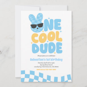 Invitation Un Cool Dude Boy Spring Bunny 1er fête d'anniversa
