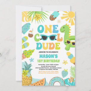 Invitation Un Cool Dude Tropical Été 1er Anniversaire