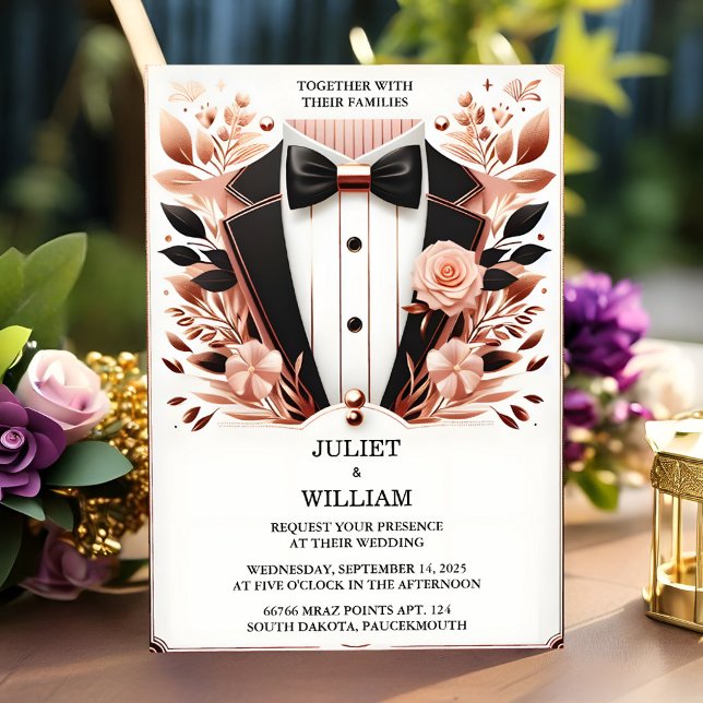 Invitation Un Costume Hommes Adulte Tuxedo Bold Cravate noire (Créateur téléchargé)