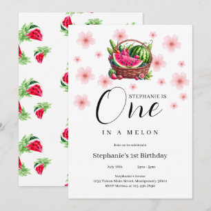 Invitation Un dans la pastèque Melon 1er fête d'anniversaire