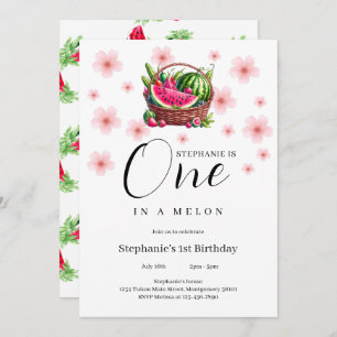 Invitation Un dans la pastèque Melon 1er fête d'anniversaire