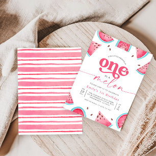 Invitation Un dans la pastèque Melon 1er fête d'anniversaire