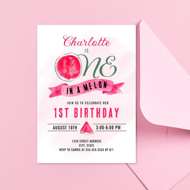 Invitation Un dans la pastèque Melon Anniversaire (Créateur téléchargé)