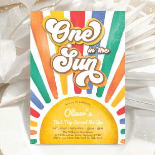 Invitation Un dans le soleil arc-en-ciel Sunshine 1er fête d'