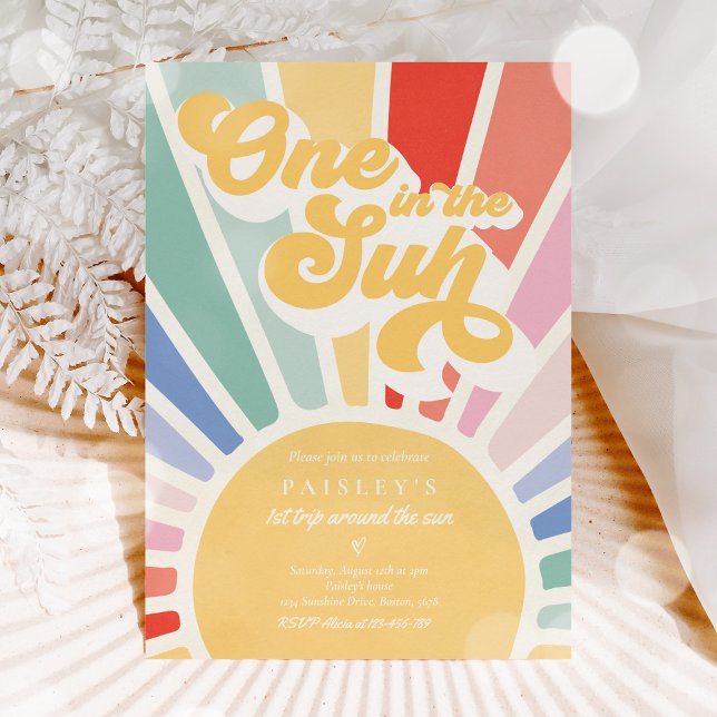 Invitation Un Dans Le Soleil Soleil 1er Anniversaire Arc-en-c (Créateur téléchargé)