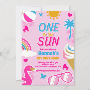 Invitation Un dans le Sun Pool Fête Anniversaire Fille été