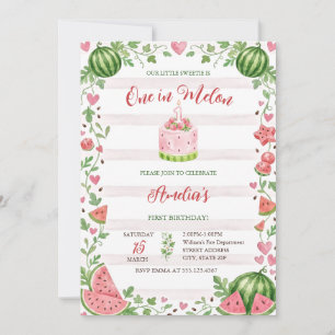 Invitation Un Dans L'eau De Melon Aquarelle Rose Douce Fête D