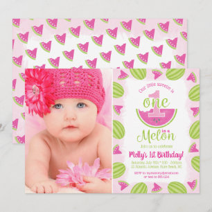 Invitation Un dans un Melon 1er anniversaire aquarelle photo