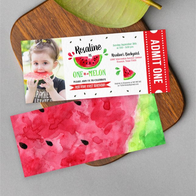 Invitation Un dans un melon Billet Premier anniversaire Photo (Créateur téléchargé)