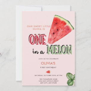 Invitation Un dans un melon   Pastèque   1er anniversaire