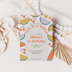 Invitation Un dans un melon Premier anniversaire Pastèque Été