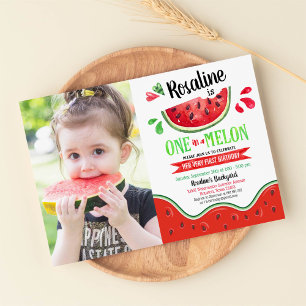 Invitation Un dans un melon Première photo d'anniversaire