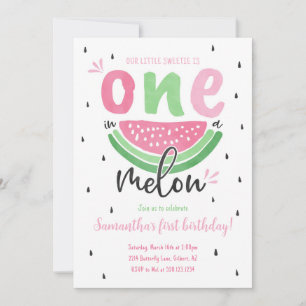 Invitation Un dans un Melon Watermelon 1er Birthday Invitatio