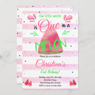 Invitation Un dans un Melon Watermelon 1er Birthday Invitatio