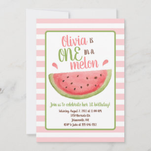 Invitation Un dans un Melon Watermelon 1er Birthday Invitatio
