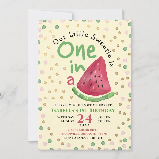 Invitation Un Dans Un Melon Watermelon Fête D'Anniversaire (Devant)