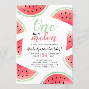 Invitation Un Dans Un Melon Watermelon Premier Anniversaire D
