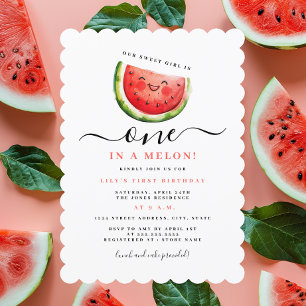 Invitation Un Dans Un Melon Watermelon Première fête d'annive