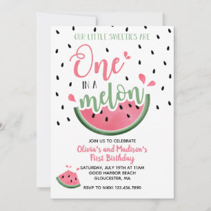 Invitation Un dans un Melon Watermelon Twin Premier anniversa