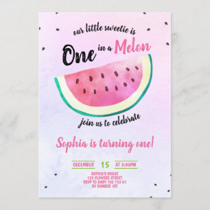 Invitation Un dans une Melon Girl 1er Birthday Watermelon Sum