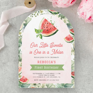 Invitation Un dans une pastèque Melon 1er fête d'anniversaire