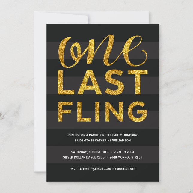 Invitation Un Dernier Fling | Parties scintillant-Look Bachel (Devant)