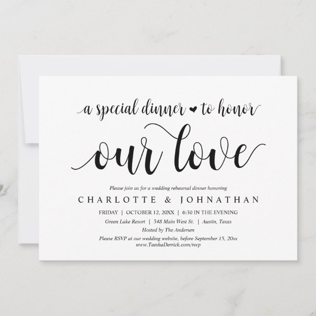 Invitation Un Dîner Spécial Pour Honorer Notre Amour, Répétit (Devant)