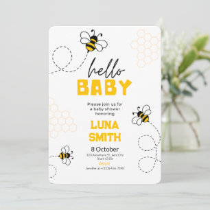Invitation Un doux Arrivée : Jouer Baby shower à thème abeill