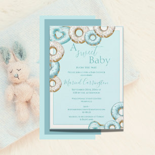 Invitation Un doux Baby shower d'aquarelle Bleu beignets