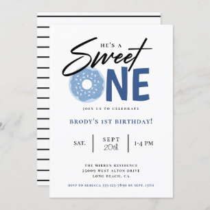 Invitation Un doux beigne bleu 1er anniversaire