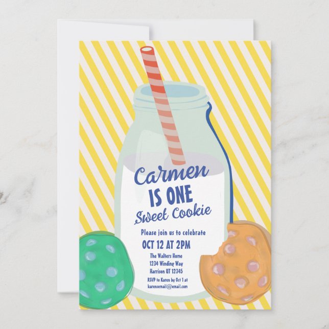 Invitation Un doux biscuit coloré premier anniversaire (Devant)