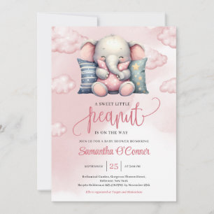 Invitation Un doux petit arachide éléphant mignon sur nuage