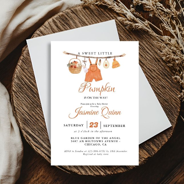 Invitation Un doux petit baby shower d'automne citrouille béb (Créateur téléchargé)