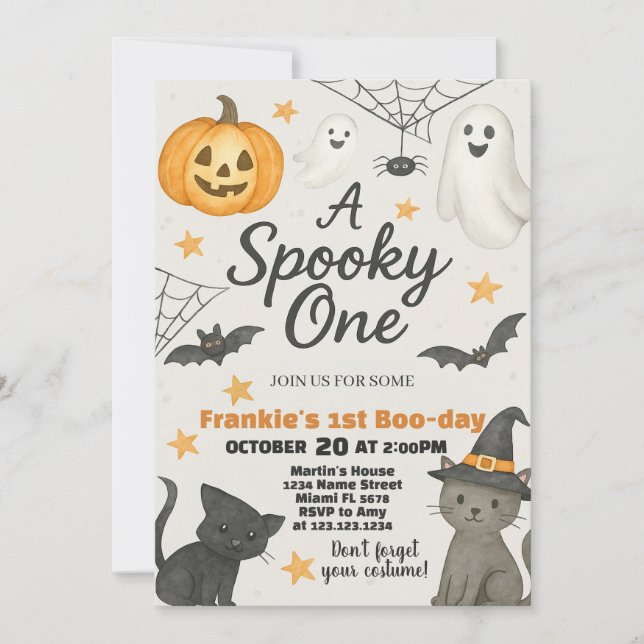 Invitation Un Éffrayant | 1er anniversaire Halloween (Devant)