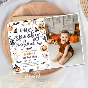 Invitation Un Éffrayant Ghoul Cute Halloween Ghost 1er annive