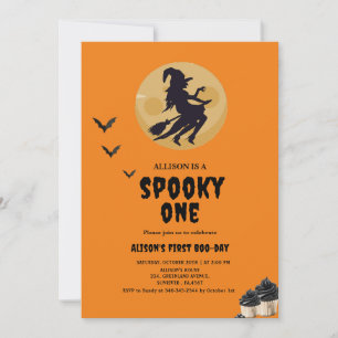 Invitation un effrayant sorcière orange Halloween fête d'anni