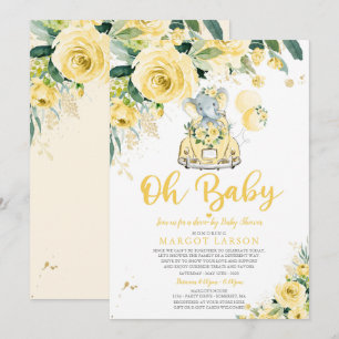 Invitation Un éléphant Neutre Selon Le Sexe Conduit Par Baby 