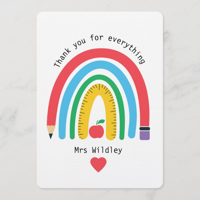 Invitation Un enseignant qui vous remercie pour tout (Devant)