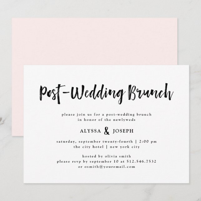 Invitation Un esprit moderne | Mariage de poste Brunch noir e (Devant / Derrière)